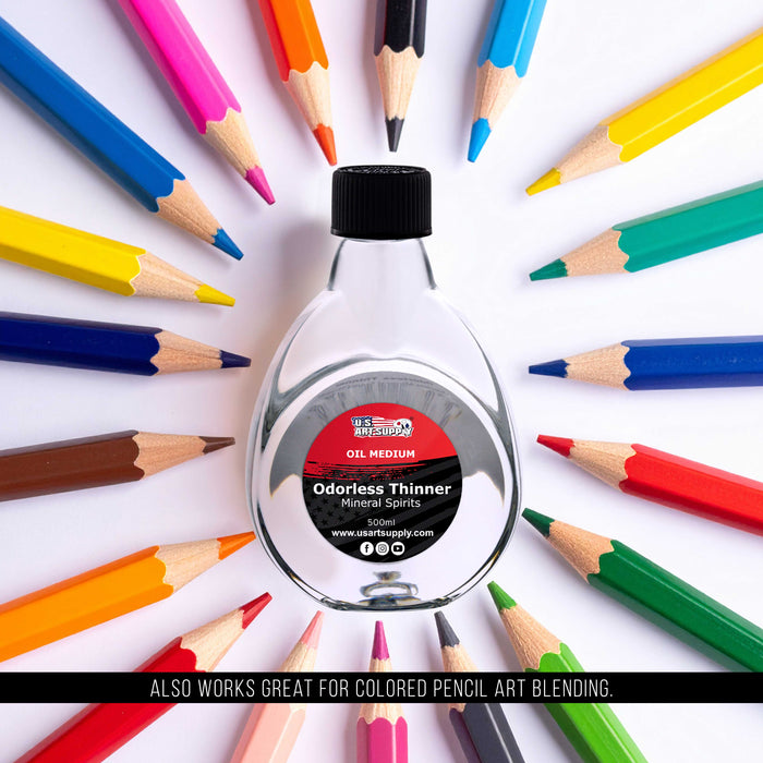 U.S. Art Supply Odorless Mineral Spirits for Cleaning - 16.9oz (500ml) Highly Refined Paint Solvent, Thinner for Oil Mediums