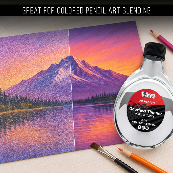 U.S. Art Supply Odorless Mineral Spirits for Cleaning - 16.9oz (500ml) Highly Refined Paint Solvent, Thinner for Oil Mediums