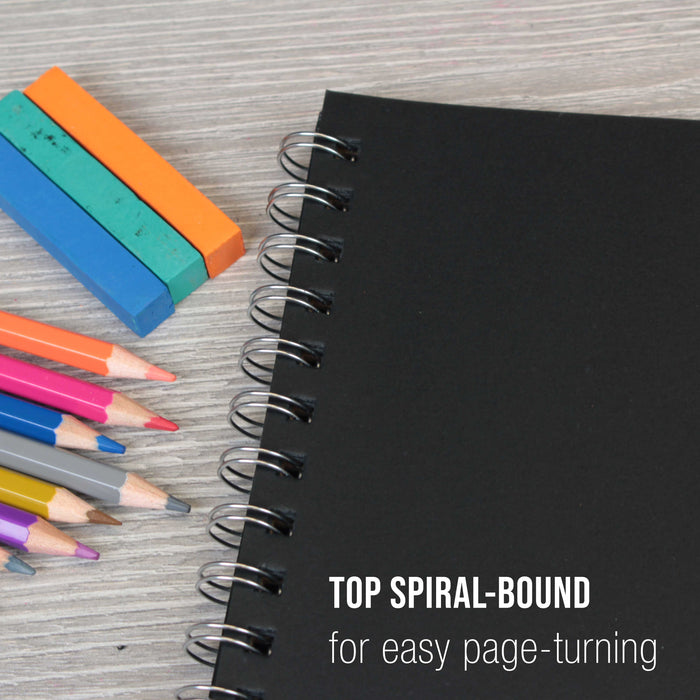 11x14" Premium Heavy-Weight Black Paper Sketchbook, 64lb (140gsm), 2 Pack, 30 Sheets, Spiral Bound, Black Paper Notebook for Colored Pencil, Markers, Oil Pastels, Chalk, Charcoal