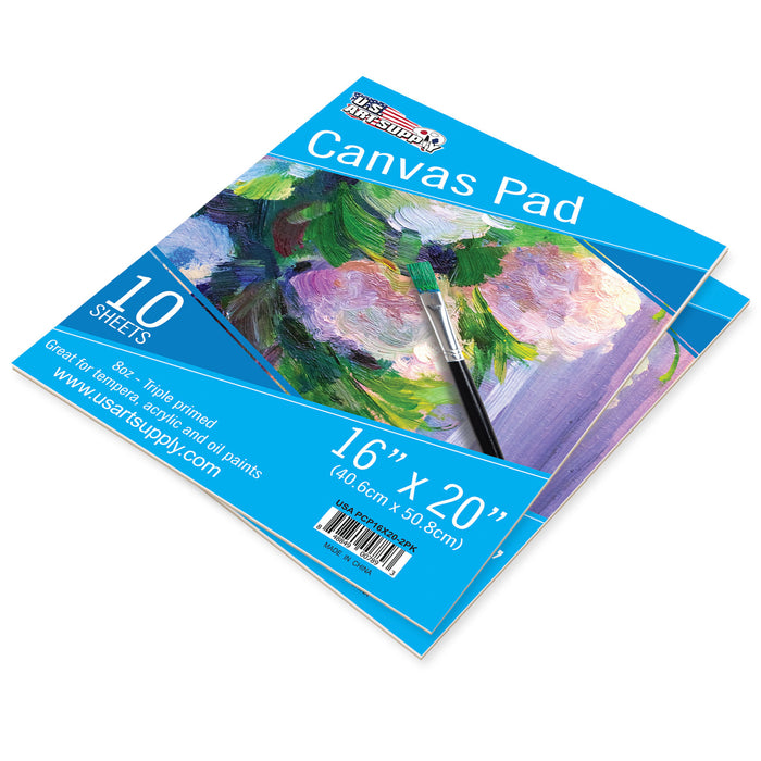 16" x 20" 10-Sheet 8-Ounce Triple Primed Acid-Free Canvas Paper Pad (Pack of 2 Pads)