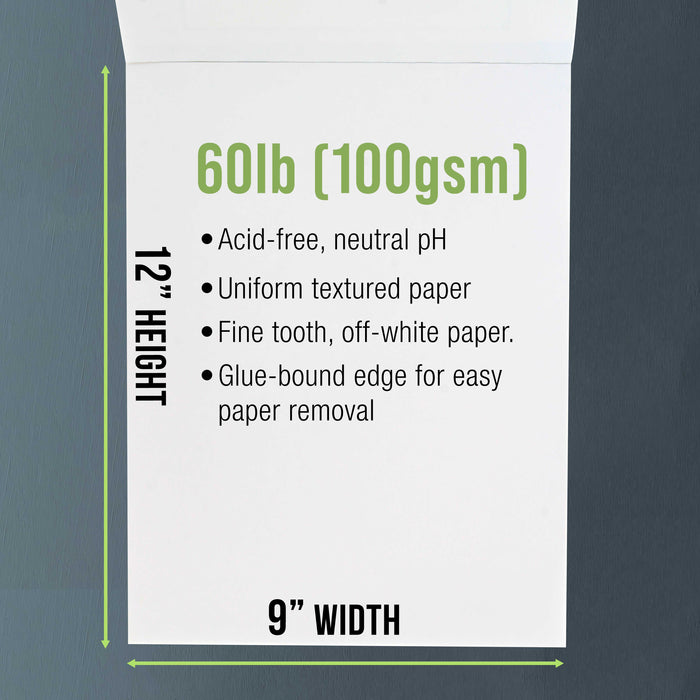 9" x 12" Premium Drawing Pad, Pack of 2 (50 Sheets Each), 60 lb (100 gsm) - Artist Sketch Book, Mixed Media Paper, Sketchbook for Drawing, Colored Pencils, Charcoal - Adults, Students