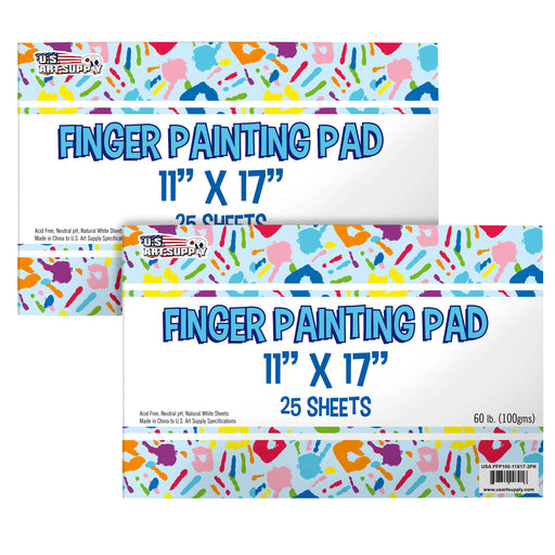 Large 11" x 17" Finger Painting Paper Pad - 25 Sheets 60lb (100gsm) Acid Free (Pack of 2 Pads)