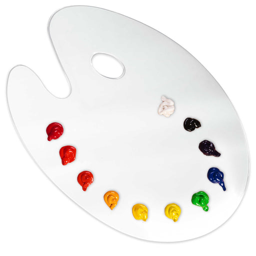 U.S. Art Supply 11.8" x 15.8" Clear Oval-Shaped Acrylic Painting Palette - Plastic Artist Paint Mixing Tray