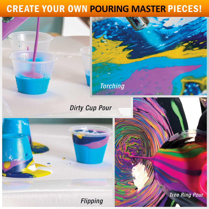 8 Color Ready to Pour Acrylic Pouring Paint Set - Premium Pre-Mixed High Flow 2-Ounce Bottles - for Canvas, Wood, Paper, Crafts, Tile, Rocks and More