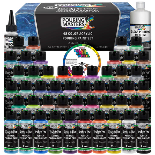 48 Color Ready to Pour Acrylic Pouring Paint Set - Premium Pre-Mixed High Flow 2-Ounce Bottles - for Canvas, Wood, Paper, Crafts, Tile, Rocks and More