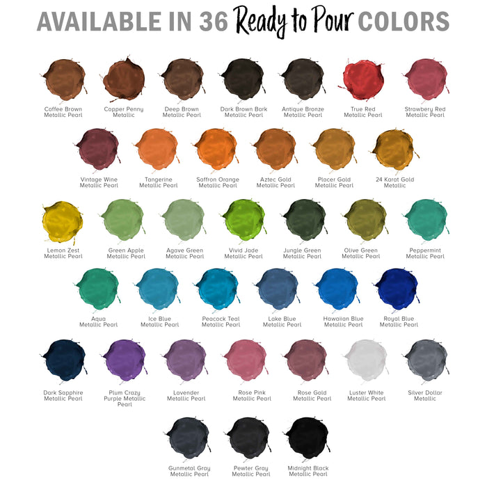 36 Color Metallic Ready to Pour Acrylic Pouring Paint Set, 2oz Bottles, Acrylic Paint Pour Supplies - Silicone Oil & Gloss Medium, Premium Pre-Mixed High Flow 8-Ounce Bottles
