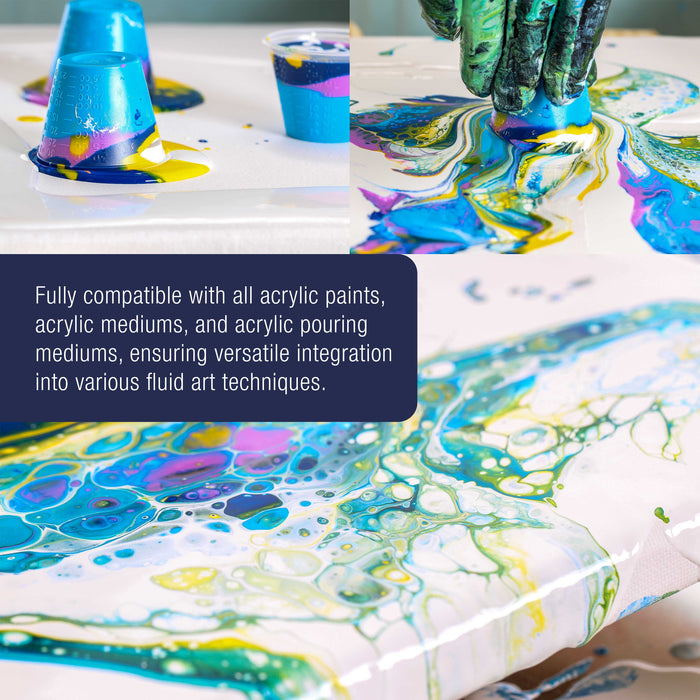 6-Ounce Silicone Pouring Oil - 100% Silicone Oil Pouring Medium for Acrylic Paint, Clear, Odorless Cell Creation Medium