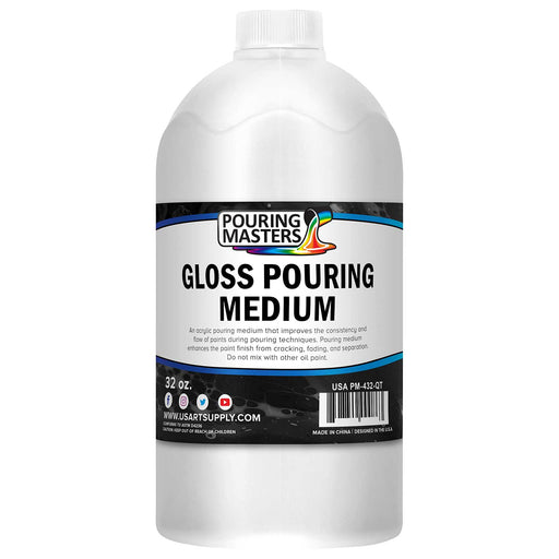 Professional Gloss Pouring Effects Medium, 32 oz. (Quart) Bottle - Improves Flow Consistency, Artist Techniques to Create Cell Effects, Mix with Art Acrylic Paint, Adjusts Viscosity