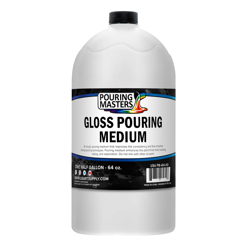 Professional Gloss Pouring Medium 64oz (Half Gallon) - Improves Paint Flow & Cell Effects Creator, Viscosity Adjuster for Art Acrylic Painting