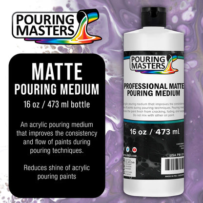 16oz (Pint) Pouring Paint Matte Medium - Professional Acrylic Medium for Improving Paint Flow & Cell Effects Creator, Viscosity Adjuster