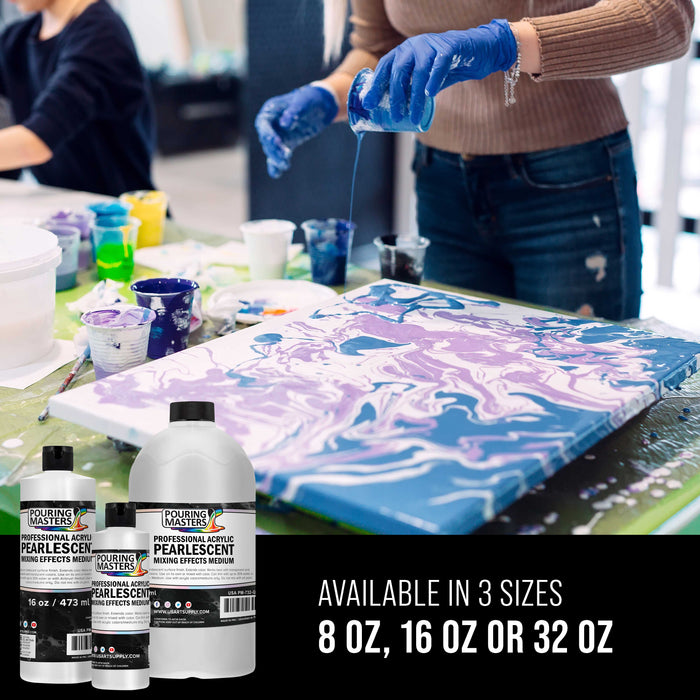 8 Oz Acrylic Pearlescent Effects Medium - Creates Pearl Iridescent Metallic Shimmer for Fluid Art & Acrylic Painting
