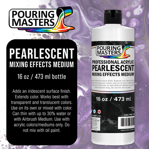 Pouring Masters Professional Acrylic Pearlescent Mixing Effects Medium - 16-Ounce