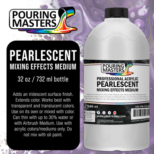 Pouring Masters Professional Acrylic Pearlescent Mixing Effects Medium - 32-Ounce