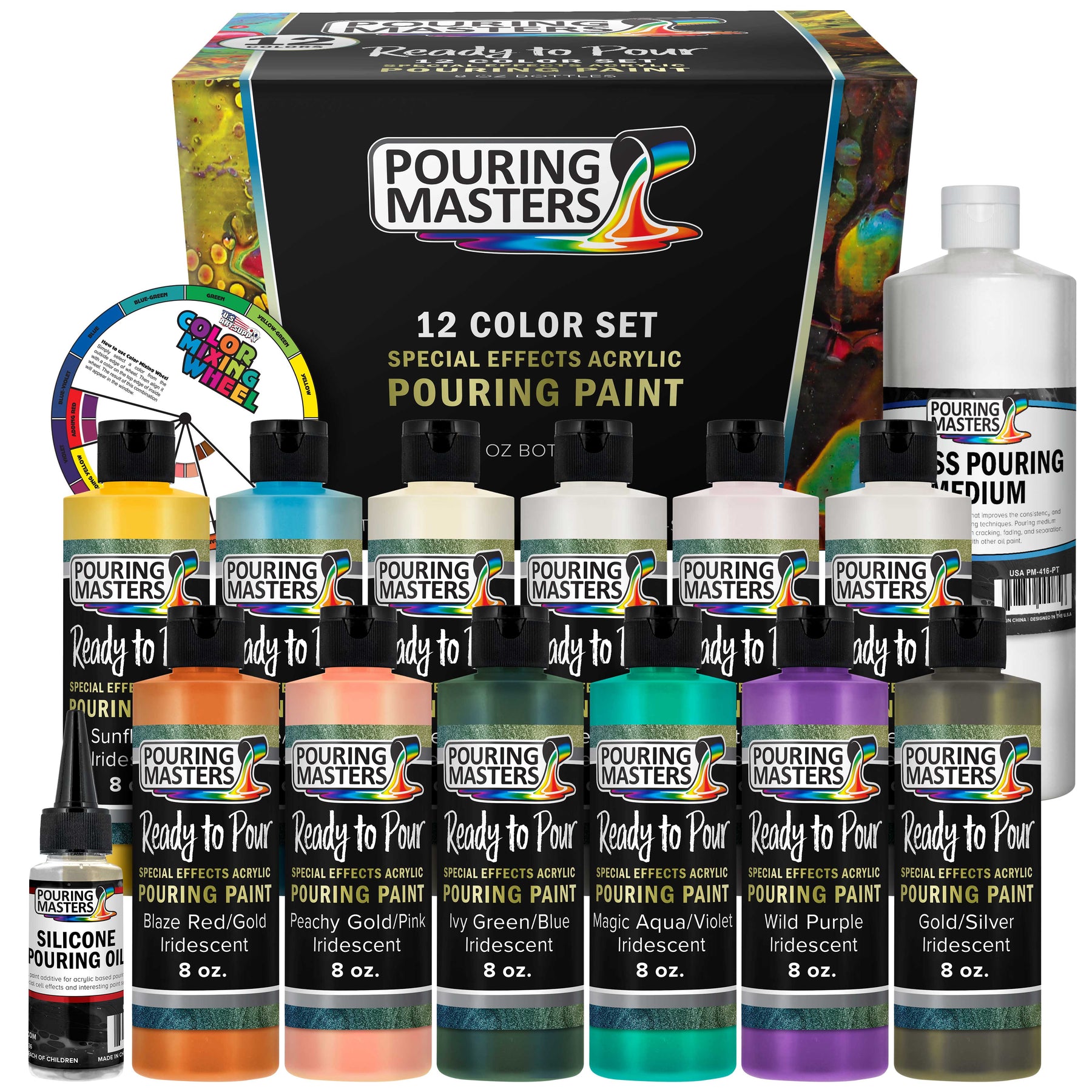 84-Color Ready to Pour Acrylic Pouring Paint Set Silicone Gloss Medium —  TCP Global