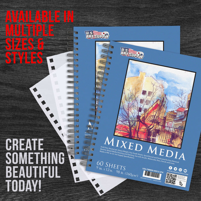 9 x 12 Mixed Media Paper Pad Sketchbook, 2 Pack, 60 Sheets, 98