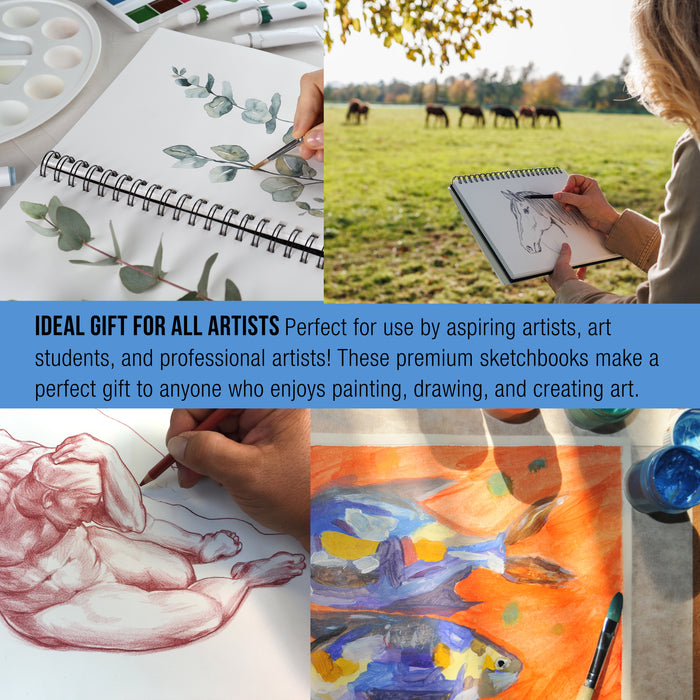 5.5"x8.5" Mixed Media Sketchbook, 2 Pack (60 Sheets), 98 lb (160 gsm) - Spiral-Bound Pad with Perforated Acid-Free Paper - Artist Sketch Book For Drawing, Painting, Watercolor