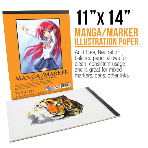 11" x 14" Premium Manga-Marker Paper Pad, 60 Pound (100gsm), Pad of 24-Sheets (Pack of 2 Pads)