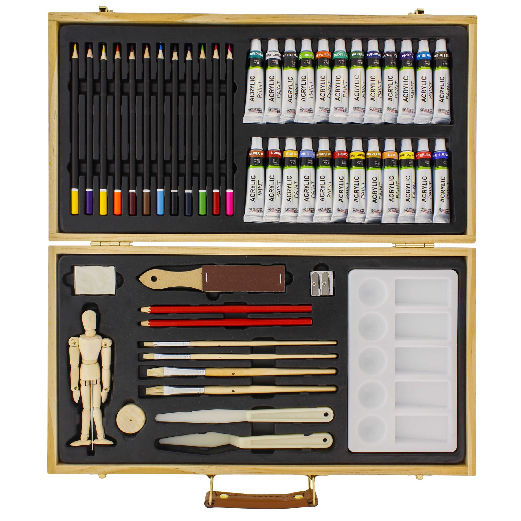 Artist Painting Set, 6 Acrylic Paint Colors, Wood Palette, 3 Brushes — TCP  Global