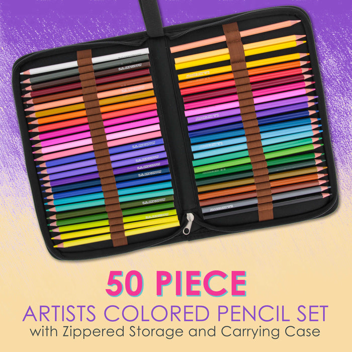 Metallic Colored Pencils Adult Coloring Set of 50 Drawing Pencils