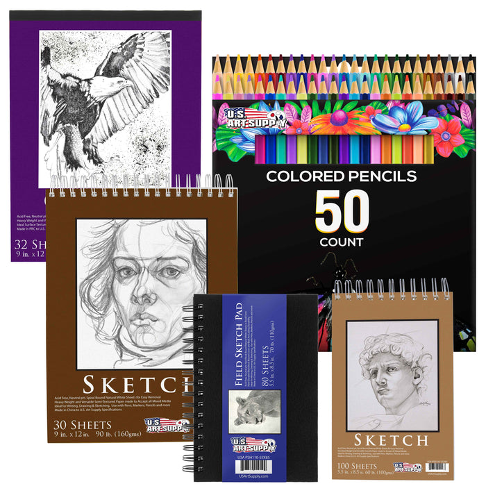 50 Piece Adult Coloring Book Artist Grade Colored Pencil Set with 4 St —  TCP Global