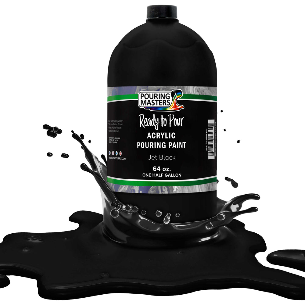 Pouring Masters Jet Black Ready to Pour Acrylic Pouring Paint - Premium 64-Ounce Pre-Mixed Fluid Acrylic Paint - Fluid Art Supplies for Canvas, Wood, Paper, Tile & Rocks