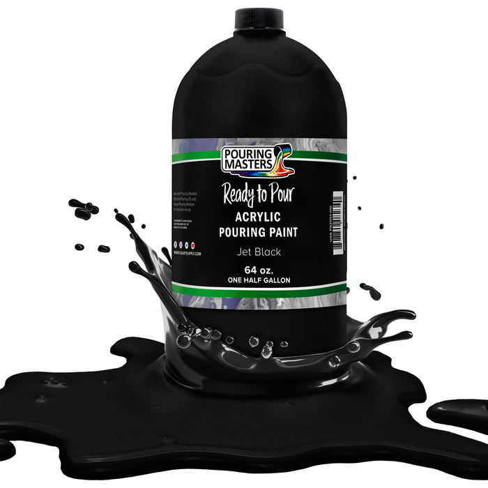 Jet Black Acrylic Ready to Pour Pouring Paint - Premium 64-Ounce Pre-Mixed Water-Based - for Canvas, Wood, Paper, Crafts, Tile, Rocks and More