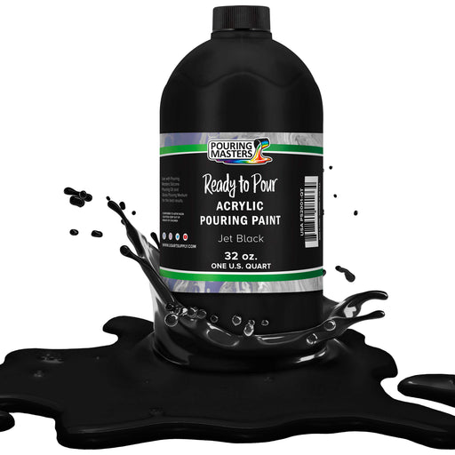 Jet Black Acrylic Ready to Pour Pouring Paint Premium 32-Ounce Pre-Mixed Water-Based - for Canvas, Wood, Paper, Crafts, Tile, Rocks and More