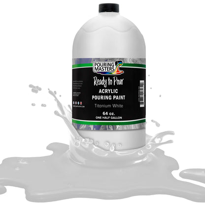 Pouring Masters Titanium White Ready to Pour Acrylic Pouring Paint - Premium 64-Ounce Pre-Mixed Fluid Acrylic Paint - Fluid Art Supplies for Canvas, Wood, Paper, Tile & Rocks