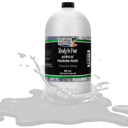Titanium White Acrylic Ready to Pour Pouring Paint - Premium 64-Ounce Pre-Mixed Water-Based - for Canvas, Wood, Paper, Crafts, Tile, Rocks and More