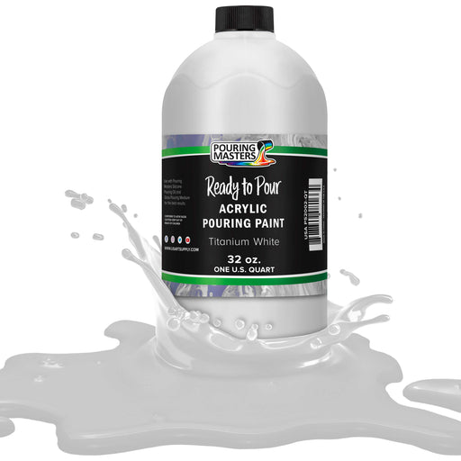Titanium White Acrylic Ready to Pour Pouring Paint Premium 32-Ounce Pre-Mixed Water-Based - for Canvas, Wood, Paper, Crafts, Tile, Rocks and More