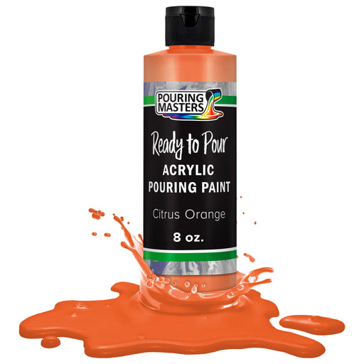 Citrus Orange Acrylic Ready to Pour Pouring Paint Premium 8-Ounce Pre-Mixed Water-Based - for Canvas, Wood, Paper, Crafts, Tile, Rocks and More