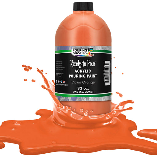 Citrus Orange Acrylic Ready to Pour Pouring Paint Premium 32-Ounce Pre-Mixed Water-Based - for Canvas, Wood, Paper, Crafts, Tile, Rocks and More