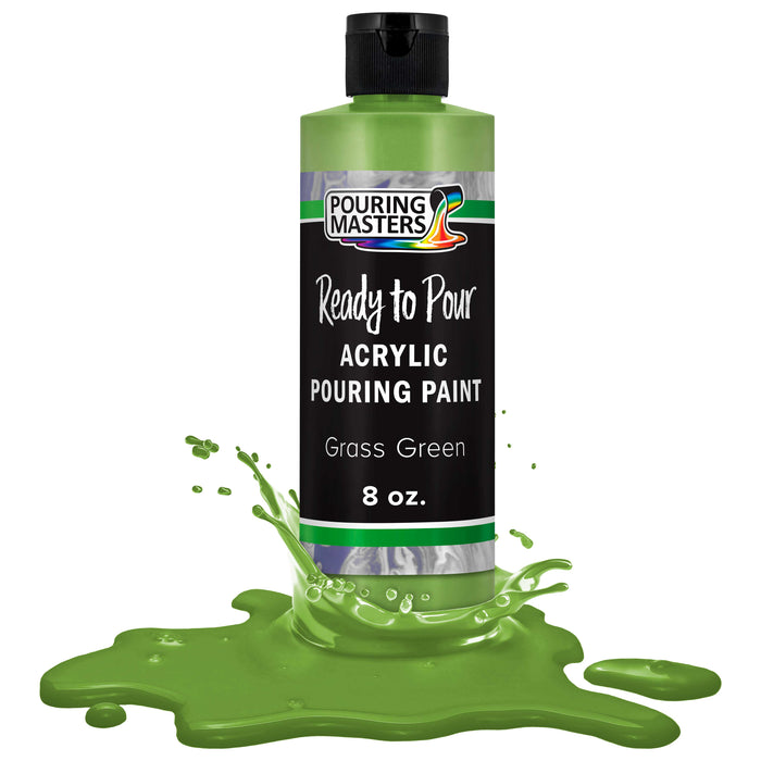 Grass Green Acrylic Ready to Pour Pouring Paint Premium 8-Ounce Pre-Mixed Water-Based - for Canvas, Wood, Paper, Crafts, Tile, Rocks and More
