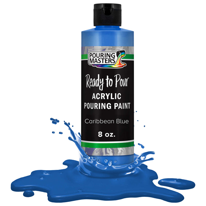 Caribbean Blue Acrylic Ready to Pour Pouring Paint Premium 8-Ounce Pre-Mixed Water-Based - for Canvas, Wood, Paper, Crafts, Tile, Rocks and More