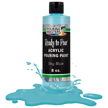 Pouring Masters Sky Blue Ready to Pour Acrylic Pouring Paint - Premium 8-Ounce Pre-Mixed Fluid Acrylic Paint - Fluid Art Supplies for Canvas, Wood, Paper, Tile & Rocks