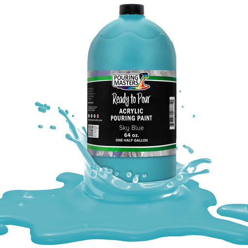 Sky Blue Acrylic Ready to Pour Pouring Paint Premium 64-Ounce Pre-Mixed Water-Based - for Canvas, Wood, Paper, Crafts, Tile, Rocks and More