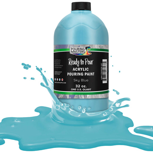 Sky Blue Acrylic Ready to Pour Pouring Paint Premium 32-Ounce Pre-Mixed Water-Based - for Canvas, Wood, Paper, Crafts, Tile, Rocks and More
