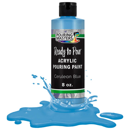 Pouring Masters Cerulean Blue Ready to Pour Acrylic Pouring Paint - Premium 8-Ounce Pre-Mixed Fluid Acrylic Paint - Fluid Art Supplies for Canvas, Wood, Paper, Tile & Rocks