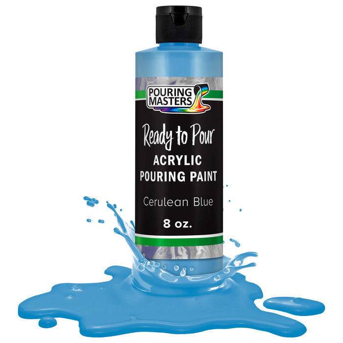 Cerulean Blue Acrylic Ready to Pour Pouring Paint Premium 8-Ounce Pre-Mixed Water-Based - for Canvas, Wood, Paper, Crafts, Tile, Rocks and More