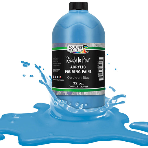 Cerulean Blue Acrylic Ready to Pour Pouring Paint Premium 32-Ounce Pre-Mixed Water-Based - for Canvas, Wood, Paper, Crafts, Tile, Rocks and More