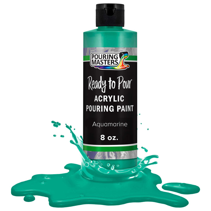 Aquamarine Acrylic Ready to Pour Pouring Paint Premium 8-Ounce Pre-Mixed Water-Based - for Canvas, Wood, Paper, Crafts, Tile, Rocks and More