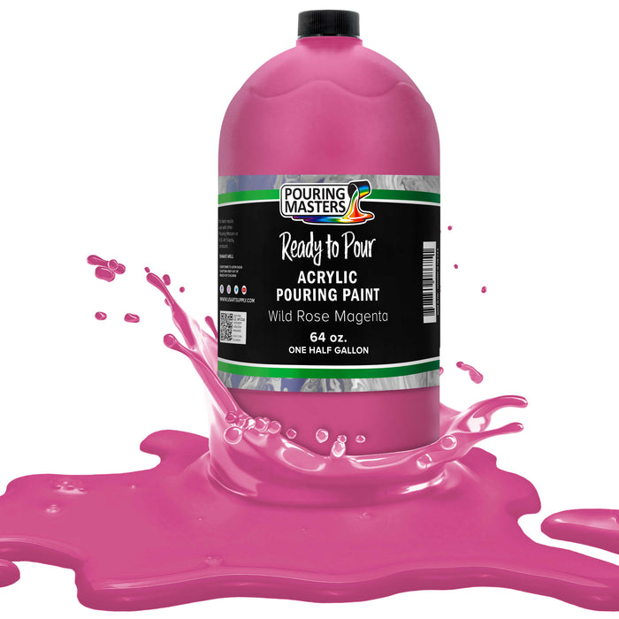 Wild Rose Magenta Acrylic Ready to Pour Pouring Paint Premium 64-Ounce Pre-Mixed Water-Based - for Canvas, Wood, Paper, Crafts, Tile, Rocks and More