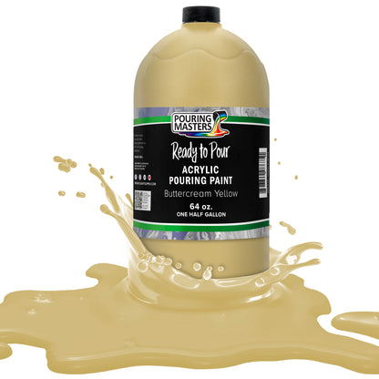 Pouring Masters Buttercream Yellow Ready to Pour Acrylic Pouring Paint - Premium 64-Ounce Pre-Mixed Fluid Acrylic Paint - Fluid Art Supplies for Canvas, Wood, Paper, Tile & Rocks
