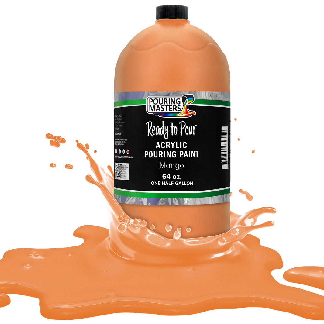 Pouring Masters Mango Ready to Pour Acrylic Pouring Paint - Premium 64-Ounce Pre-Mixed Fluid Acrylic Paint - Fluid Art Supplies for Canvas, Wood, Paper, Tile & Rocks