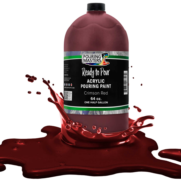 Crimson Red Acrylic Ready to Pour Pouring Paint Premium 64-Ounce Pre-Mixed Water-Based - for Canvas, Wood, Paper, Crafts, Tile, Rocks and More