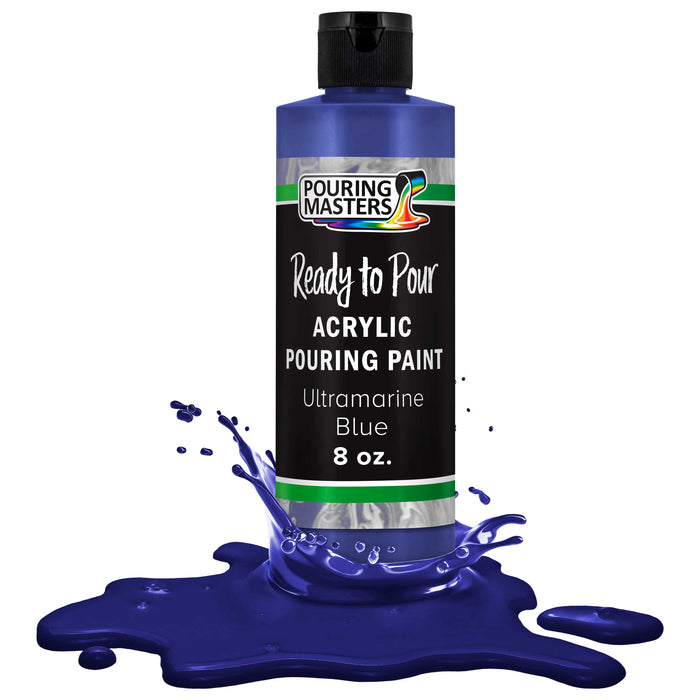 Ultramarine Blue Acrylic Ready to Pour Pouring Paint Premium 8-Ounce Pre-Mixed Water-Based - for Canvas, Wood, Paper, Crafts, Tile, Rocks and More