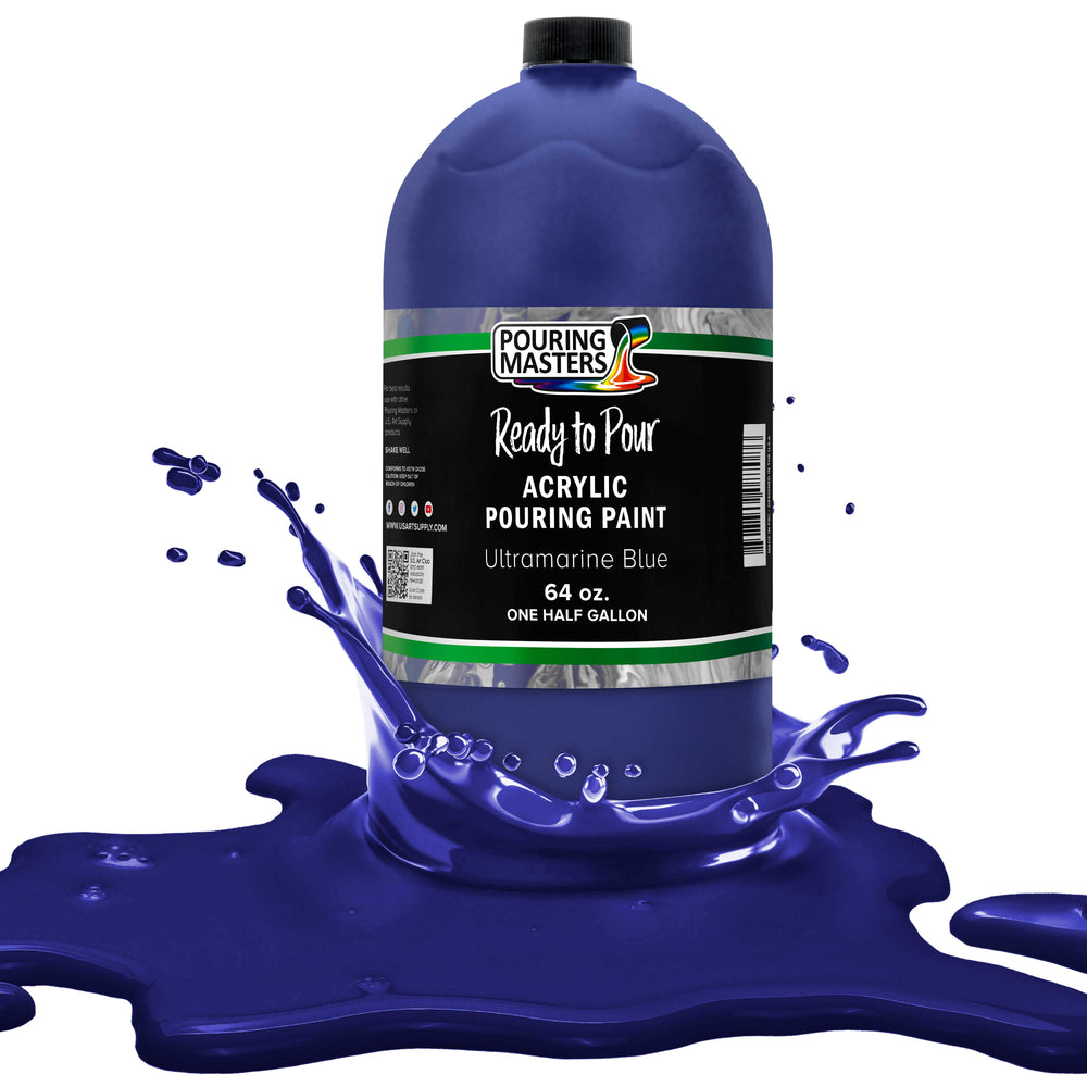 Ultramarine Blue Acrylic Ready to Pour Pouring Paint Premium 64-Ounce Pre-Mixed Water-Based - for Canvas, Wood, Paper, Crafts, Tile, Rocks and More