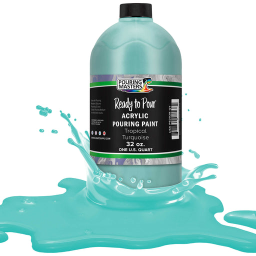 Tropical Turquoise Acrylic Ready to Pour Pouring Paint Premium 32-Ounce Pre-Mixed Water-Based - for Canvas, Wood, Paper, Crafts, Tile, Rocks and More