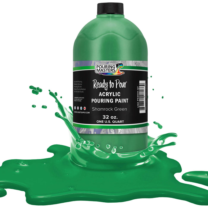 Shamrock Green Acrylic Ready to Pour Pouring Paint Premium 32-Ounce Pre-Mixed Water-Based - for Canvas, Wood, Paper, Crafts, Tile, Rocks and More