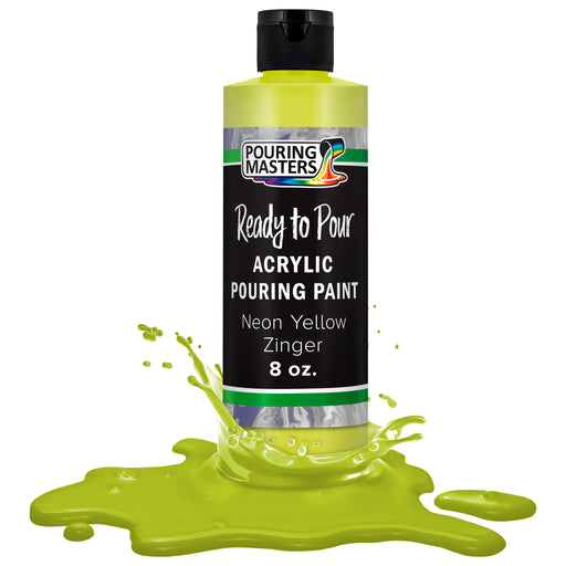 Neon Yellow Zinger Acrylic Ready to Pour Pouring Paint Premium 8-Ounce Pre-Mixed Water-Based - for Canvas, Wood, Paper, Crafts, Tile, Rocks and More